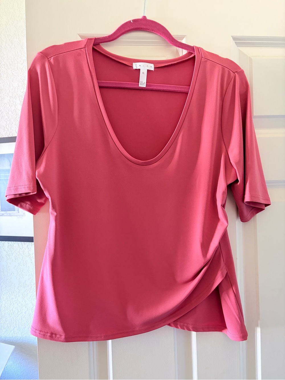Scoop Neck Elbow-Sleeve Top